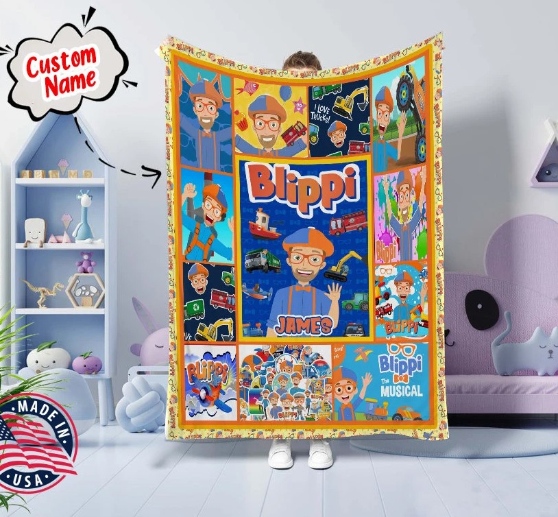 Personalized Blippi Quilt Blanket Blippi Birthday Party Gift Blippi Baby Blanket Custom Blippi Blanket